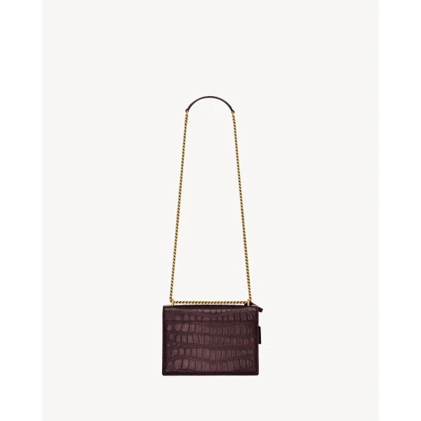 Saint Laurent SUNSET MEDIUM IN CROCODILE-EMBOSSED LEATHER, view 2