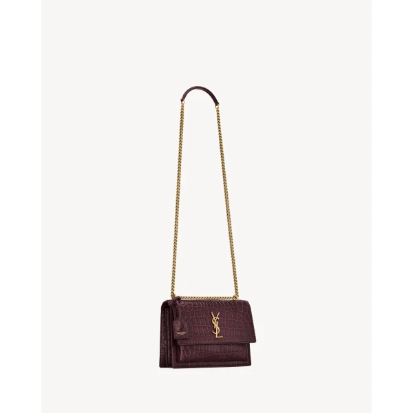 Saint Laurent SUNSET MEDIUM IN CROCODILE-EMBOSSED LEATHER, view 5