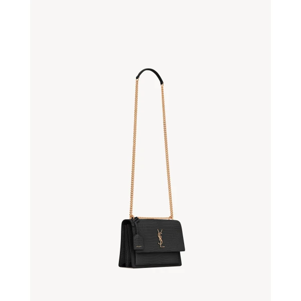 Saint Laurent SUNSET MEDIUM IN CROCODILE-EMBOSSED LEATHER, view 6