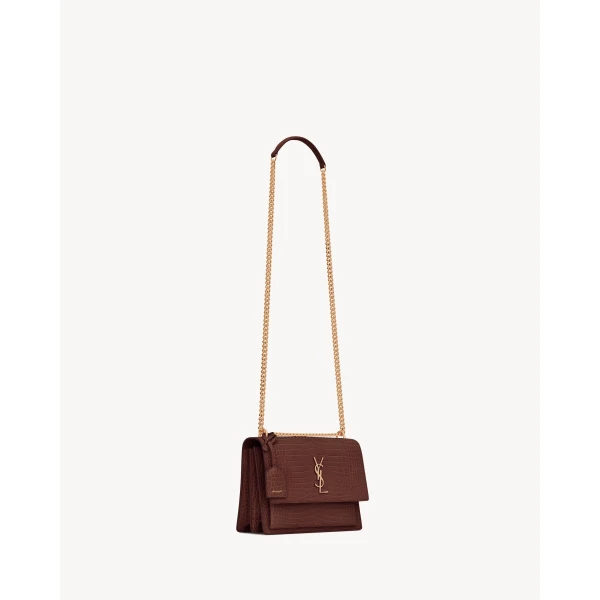Saint Laurent SUNSET MEDIUM IN CROCODILE-EMBOSSED LEATHER, view 6