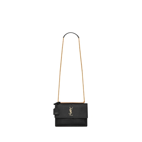 Saint Laurent SUNSET MEDIUM IN CROCODILE-EMBOSSED LEATHER designed in Paris