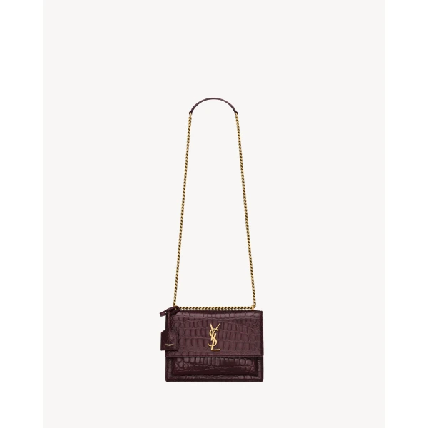 Saint Laurent SUNSET MEDIUM IN CROCODILE-EMBOSSED LEATHER