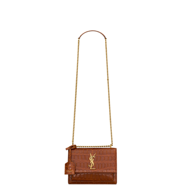Saint Laurent SUNSET small in crocodile embossed leather designed in Paris