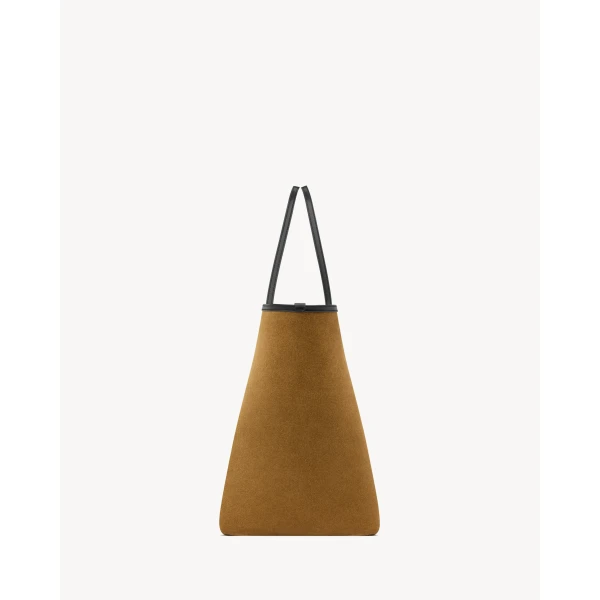 Saint Laurent Y slim tote in velour leather, view 4