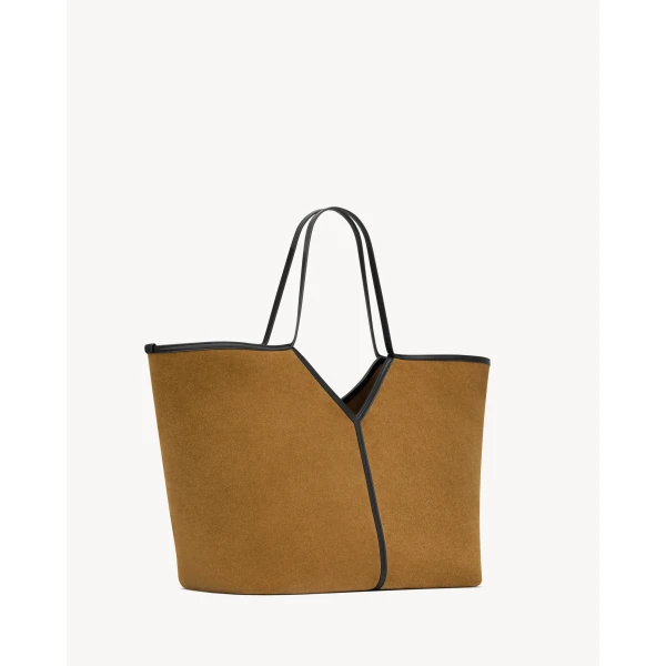 Saint Laurent Y slim tote in velour leather, view 5