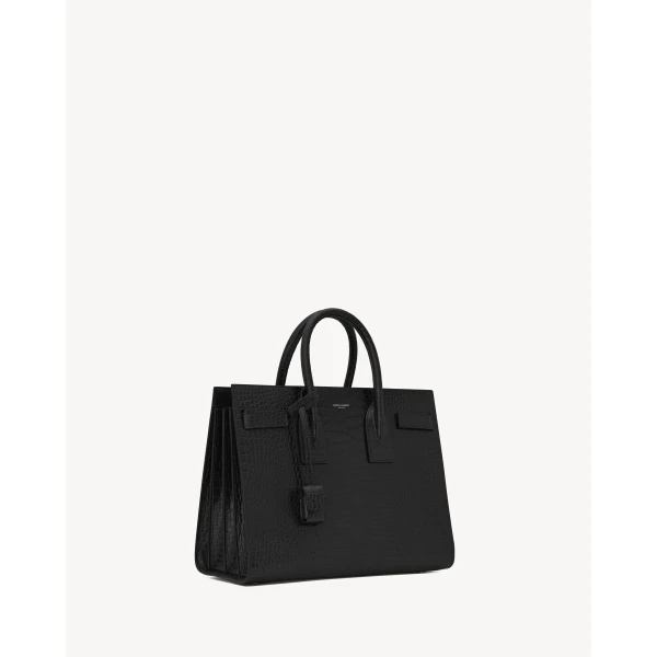 Saint Laurent sac de jour in CROCODILE-EMBOSSED leather – small, view 6