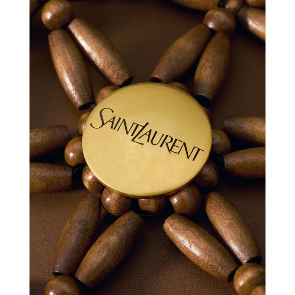 Saint Laurent supple bucket in wood beads, view 6