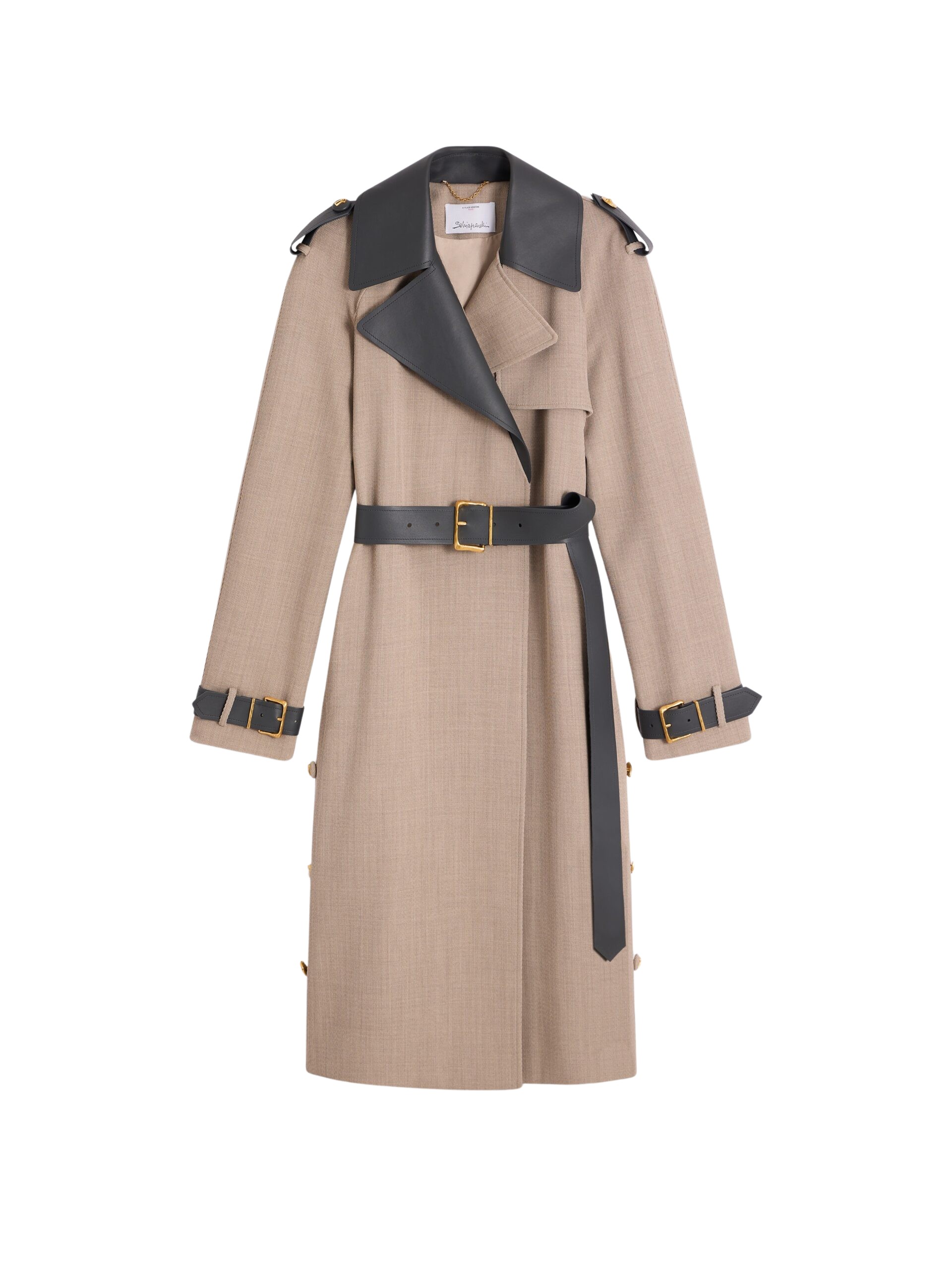 Schiaparelli Bi-Material Trench Coats in Schiaparelli Authentic Luxury Fashion at Coveti