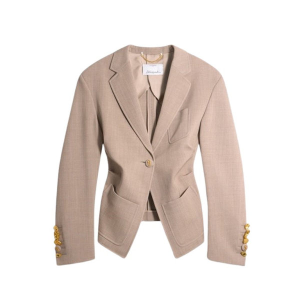 Schiaparelli Gathered Tailored Jacket Jackets in Schiaparelli Authentic Luxury Fashion at Coveti