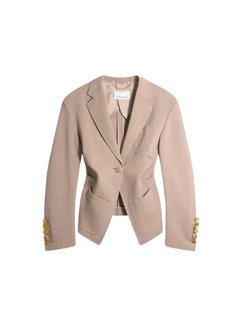 Schiaparelli Gathered Tailored Jacket Jackets in Schiaparelli Authentic Luxury Fashion at Coveti