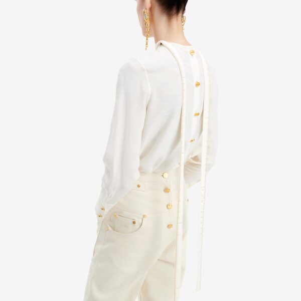 Schiaparelli Iconic Measuring Tape Blouse Tops in Schiaparelli Authentic Luxury Fashion at Coveti
