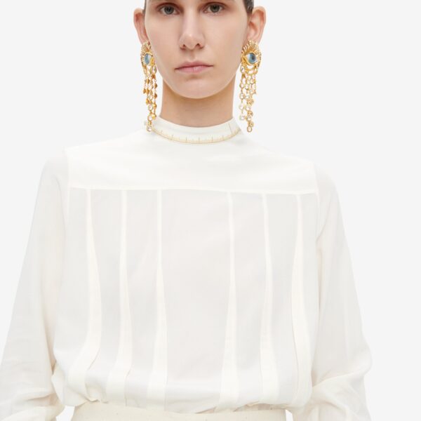 Schiaparelli Iconic Measuring Tape Blouse Tops in Schiaparelli Authentic Luxury Fashion at Coveti