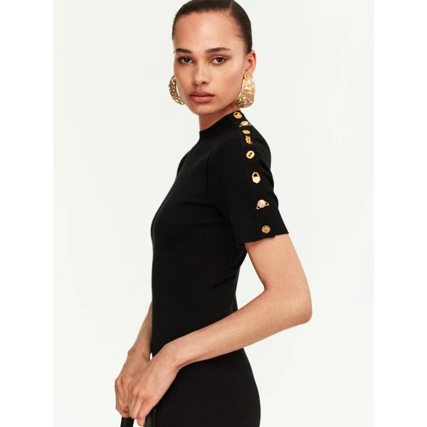 Schiaparelli Knitted Bijoux Buttons Dress, view 5