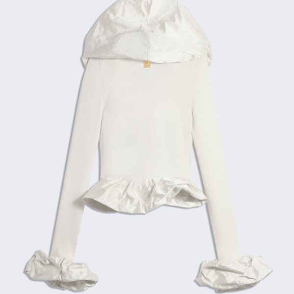 Schiaparelli Sculptural Ruffle Cardigan Knitwear in Schiaparelli Authentic Luxury Fashion at Coveti
