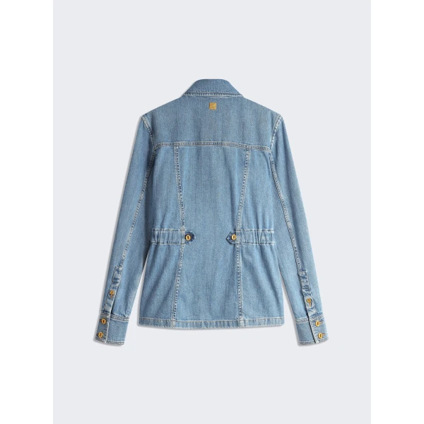 Schiaparelli Smocked Safari Denim Shirt, view 3