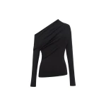Shona Joy Aby Asymmetrical Jersey Top - Black - Tops - Australian Luxury Eventwear at Coveti