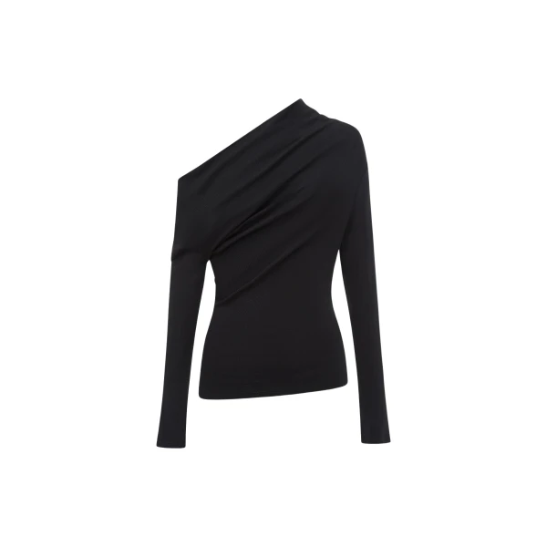 Shona Joy Aby Asymmetrical Jersey Top - Black - Tops - Australian Luxury Eventwear at Coveti