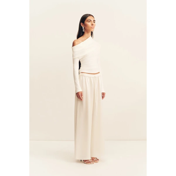 Shona Joy Aby Asymmetrical Jersey Top - Ivory - Tops - Australian Luxury Eventwear at Coveti