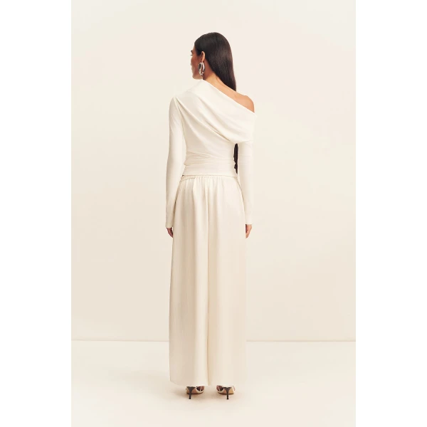 Shona Joy Aby Asymmetrical Jersey Top - Ivory - Tops - Australian Luxury Eventwear at Coveti