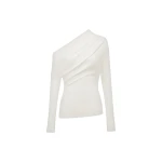 Shona Joy Aby Asymmetrical Jersey Top - Ivory - Tops - Australian Luxury Eventwear at Coveti
