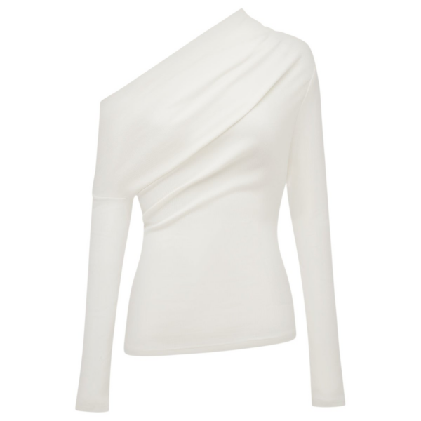 Shona Joy Aby Asymmetrical Jersey Top - Ivory - Tops - Australian Luxury Eventwear at Coveti