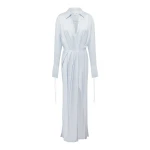 Shona Joy Agnes Draped Shirt Maxi Dress - Arcadian Blue - Dresses - Australian Luxury Eventwear at Coveti