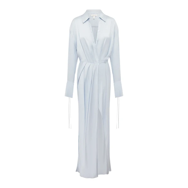 Shona Joy Agnes Draped Shirt Maxi Dress - Arcadian Blue - Dresses - Australian Luxury Eventwear at Coveti
