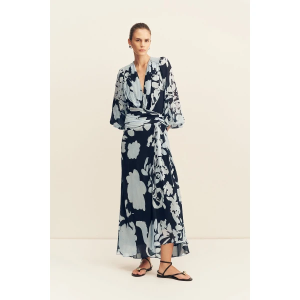 Shona Joy Aleyna Long Sleeve Ruched Maxi Dress - Dresses - Australian Luxury Eventwear at Coveti