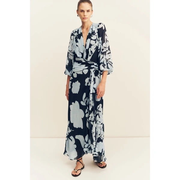 Shona Joy Aleyna Long Sleeve Ruched Maxi Dress - Dresses - Australian Luxury Eventwear at Coveti
