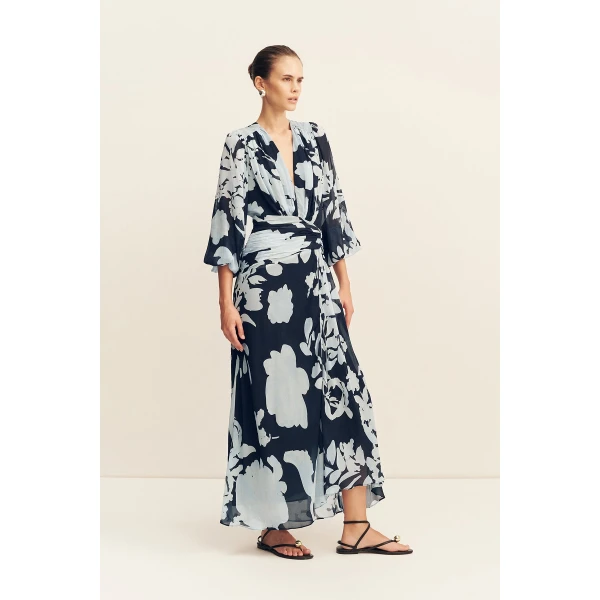 Shona Joy Aleyna Long Sleeve Ruched Maxi Dress - Dresses - Australian Luxury Eventwear at Coveti