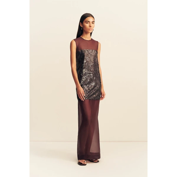 Shona Joy Amerie Silk Sequin Maxi Dress - Port Royale - Dresses - Australian Luxury Eventwear at Coveti