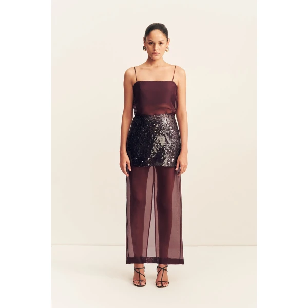 Shona Joy Amerie Silk Sequin Maxi Skirt - Port Royale - Skirts - Australian Luxury Eventwear at Coveti