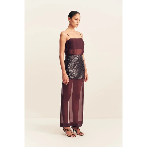 Shona Joy Amerie Silk Sequin Maxi Skirt - Port Royale - Skirts - Australian Luxury Eventwear at Coveti