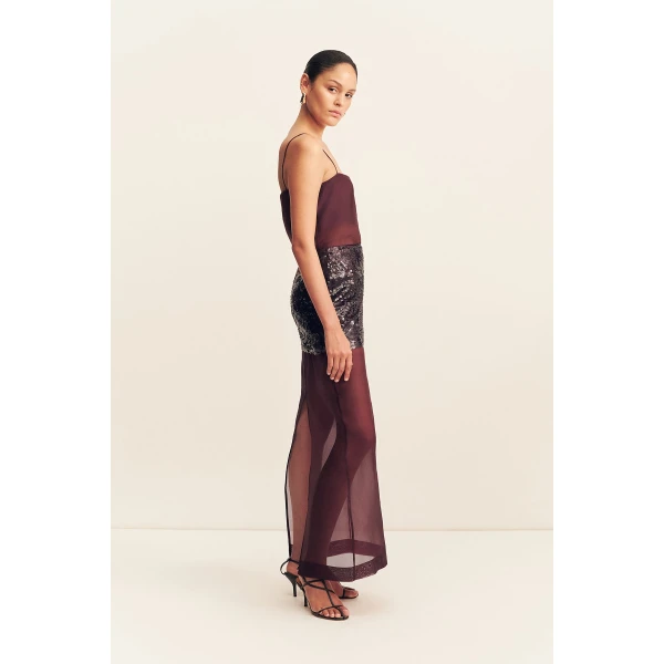 Shona Joy Amerie Silk Sequin Maxi Skirt - Port Royale - Skirts - Australian Luxury Eventwear at Coveti