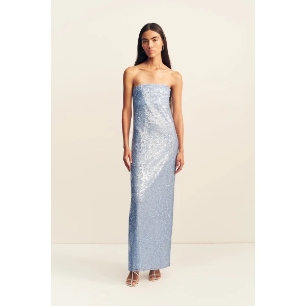 Shona Joy Amerie Strapless Maxi Dress - Arcadian Blue - Dresses - Australian Luxury Eventwear at Coveti