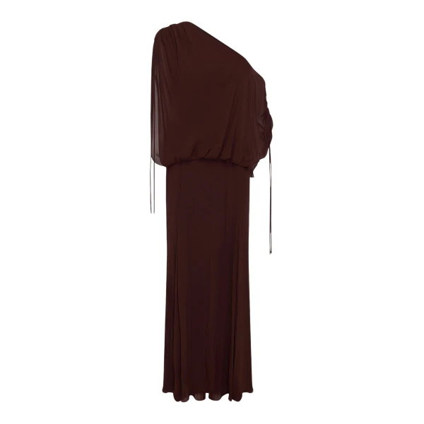 Shona Joy Amina Off Shoulder Blouson Maxi Dress - Ristretto - Dresses - Australian Luxury Eventwear at Coveti