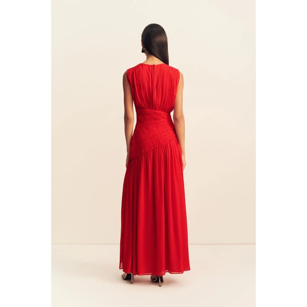 Shona Joy Amina Panelled Ruched Maxi Dress - Chilli - Dresses - Australian Luxury Eventwear at Coveti