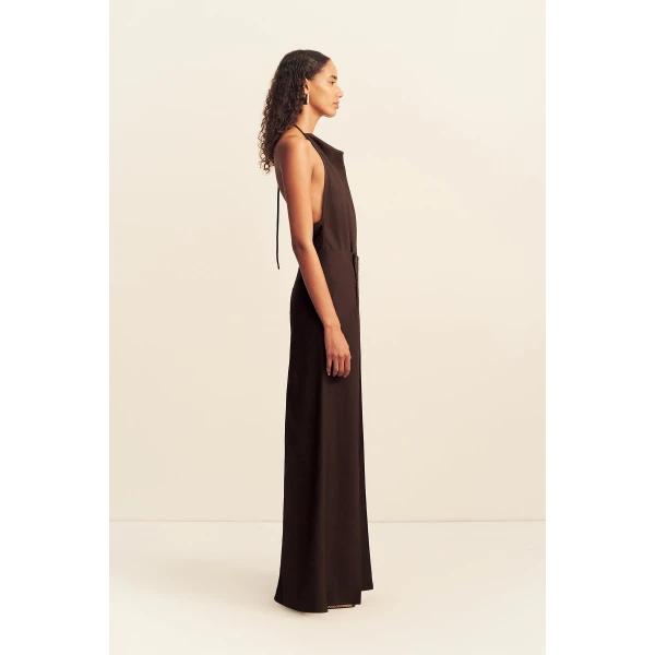 Shona Joy Asher Button Wide Leg Pant - Ristretto - Pants - Australian Luxury Eventwear at Coveti