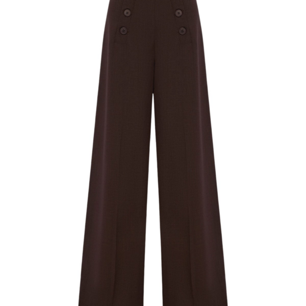 Shona Joy Asher Button Wide Leg Pant - Ristretto - Pants - Australian Luxury Eventwear at Coveti