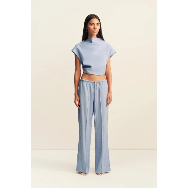 Shona Joy Asher Cap Sleeve Top - Chambray Blue - Tops - Australian Luxury Eventwear at Coveti