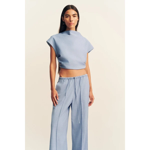 Shona Joy Asher Cap Sleeve Top - Chambray Blue - Tops - Australian Luxury Eventwear at Coveti