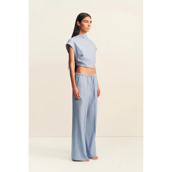 Shona Joy Asher Cap Sleeve Top - Chambray Blue - Tops - Australian Luxury Eventwear at Coveti