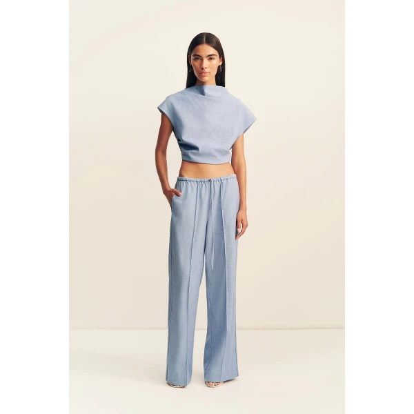 Shona Joy Asher Drawstring Pant - Chambray Blue - Pants - Australian Luxury Eventwear at Coveti