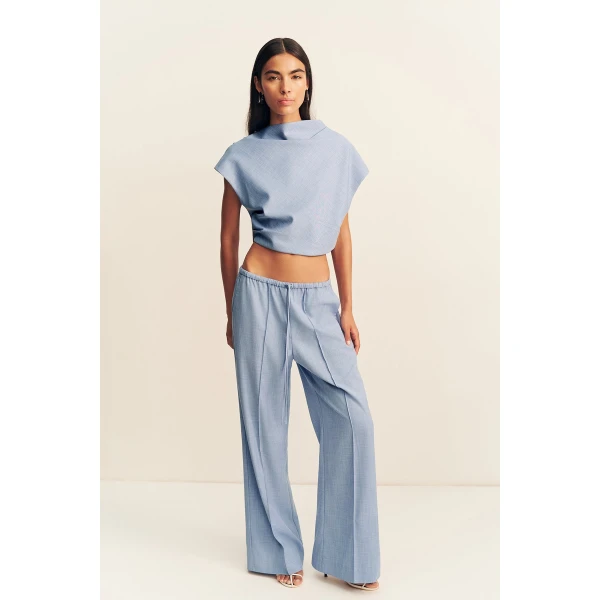Shona Joy Asher Drawstring Pant - Chambray Blue - Pants - Australian Luxury Eventwear at Coveti