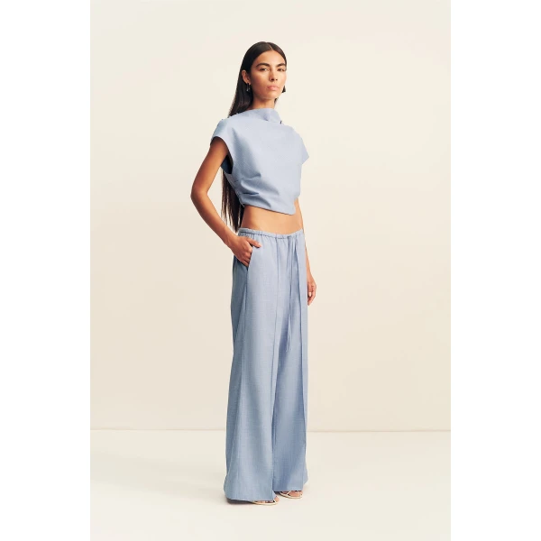 Shona Joy Asher Drawstring Pant - Chambray Blue - Pants - Australian Luxury Eventwear at Coveti