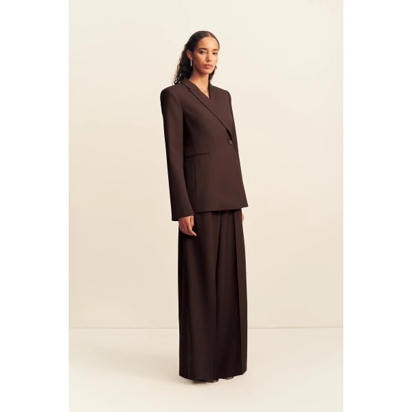 Shona Joy Asher Hourglass Double Breasted Blazer - Ristretto - Jackets - Australian Luxury Eventwear at Coveti