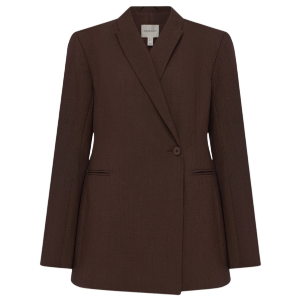 Shona Joy Asher Hourglass Double Breasted Blazer - Ristretto - Jackets - Australian Luxury Eventwear at Coveti