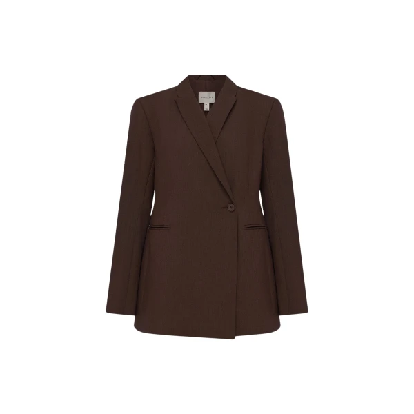 Shona Joy Asher Hourglass Double Breasted Blazer - Ristretto - Jackets - Australian Luxury Eventwear at Coveti