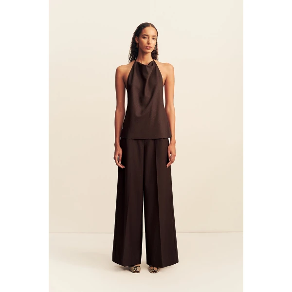 Shona Joy Asher Open Back Cowl Top - Ristretto - Tops - Australian Luxury Eventwear at Coveti