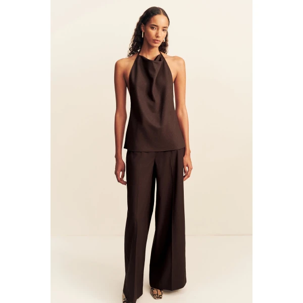 Shona Joy Asher Open Back Cowl Top - Ristretto - Tops - Australian Luxury Eventwear at Coveti